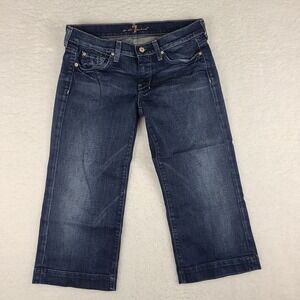 7 For All Mankind Jeans Womens 28 Blue Dojo Capri Wide Leg Baggy Dark Wash Denim